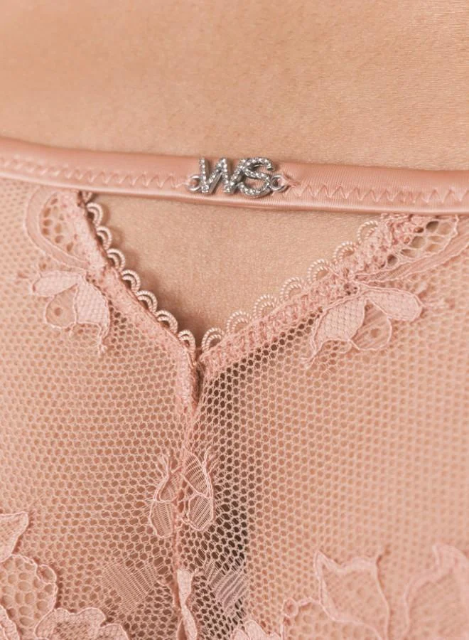 women'secret Pink shimmer lace string thong